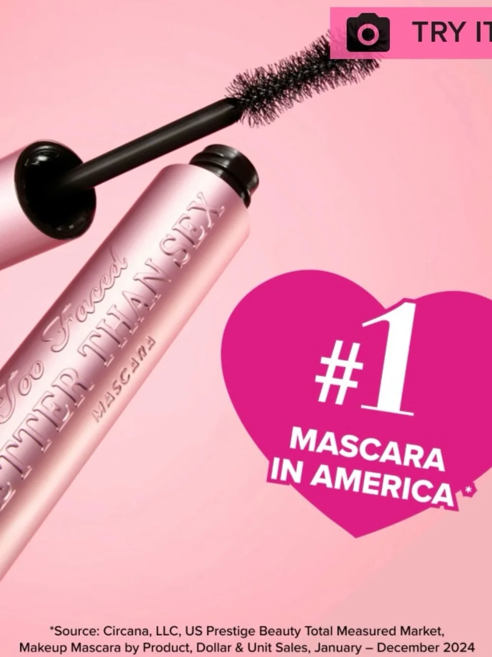Too Faced Better Than Sex Mascara — Pink Tube, Black Formula MINI SIZE